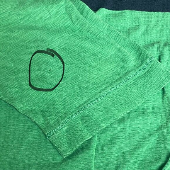 Lauren Ralph Lauren Color Block Slub Cotton Top Sz 3X Kelly Green Preppy - Picture 5 of 6